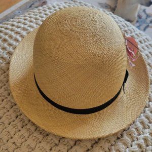 Halston Vintage Straw Hat From Saks Fith Ave. Floral Detail Small Price Drop